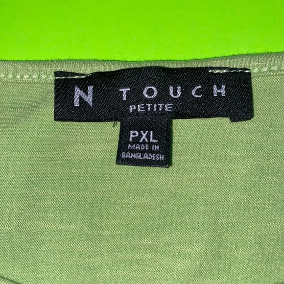 N Touch Petite Lime Green Front Tie Knot Short Sleeve Slub Knit Top PXL - Picture 2 of 6